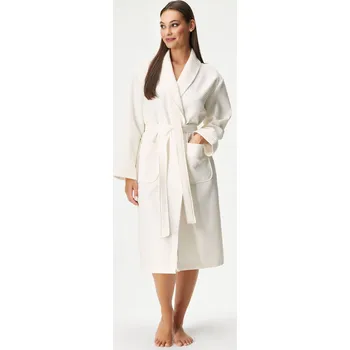 Dámské noční prádlo Astratex Bavlněný vaflový župan Afra L ecru
