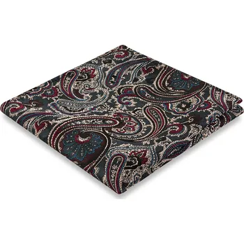 Tmavě modrý a tmavě zelený hedvábný kapesníček do saka se vzorem PAISLEY - Bohemian Revolt