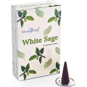 Vonná tyčinka Vonné kužely Stamford - Bílá šalvěj 15ks (Šalvěj bílá je symbolem spirituality, léčení a spojení s přírodou.)