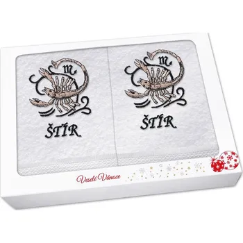 Ručník Vánoční dárková sada ručník + osuška Znamení Štír bílá/hnědá