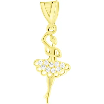 Přívěsek GEMMAX Original – garance kvality Zlatý přívěsek Baletka se zirkony – zlatý šperk ryzosti 585/1000 v Dárkovém balení s Certifikátem GLPYB-02883