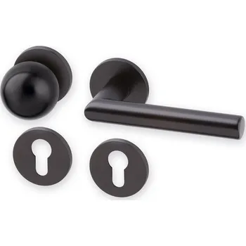 Dveřní kování AC-T SERVIS Dveřní klika TIPA Exclusive černá satén - kulatá rozeta Provedení kliky: Koule/klika - pravá, Mechanizmus rozety: Kovová konstrukce