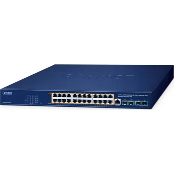 Switch PLANET GS-4210-24UP4X síťový přepínač Řízený L2/L4 Gigabit Ethernet (10/100/1000) Podpora napájení po Ethernetu (PoE) Modrá