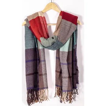 Šála Pletený šál červený s hnědou, VELIKOST UNI