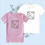 DÍVČÍ TRIČKO S KYTKOU CY9801 VELIKOSTI 104-152 Velikost: 104/110, Barva: Růžová