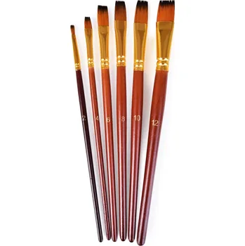 Umělecký štětec ART | 6 ks umělecké ploché štětce | dřevěná rukojeť & zlaté syntetické štětiny | pro všechny typy barev Dedra