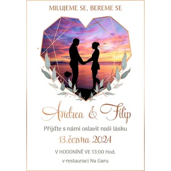 Svatební dekorace Svatební oznámení - A6 - S012 s vlastní fotografií