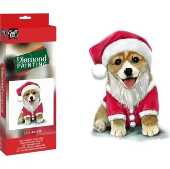 Diamantové malování Diamantové malování 30x40cm Pes ve Vánočním kostýmu