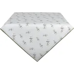 Bílý bavlněný ubrus s motivem olivové větvičky Olive Fields – 100x100 cm