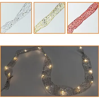 Vánoční dekorace Světelná organza zlatá teplé světlo 15 LED s časovačem Varianta: stříbrná