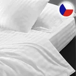 Hotelové prodloužené povlečení Atlas grádl proužek 2 cm Bílý - česaný 70x90, 140x220