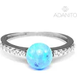 Zlatý opálový prsten z bílého zlata se zirkony