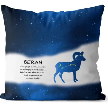 Dekorativní polštářek Polštář 40 x 40 cm - Beran (21.3. - 20.4.) - modrý