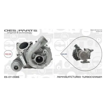 Turbodmychadlo Dmychadlo, plnění CITROEN, 0375E6, 0375E7, 71723507, 9634521180, OES, ES-07-0086