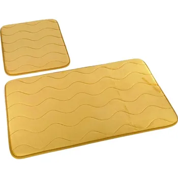 Koupelnová předložka Koupelnová souprava mikrovlákno SUMBA, vlnka, okrová, 75x45cm (předložka) + 45x35cm (na WC)