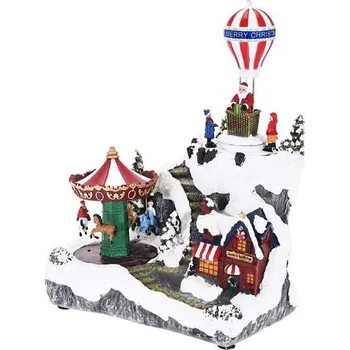 Vánoční dekorace Homestyling Vánoční ozdoby scéna 245x117x295 mm KO-ACD003010