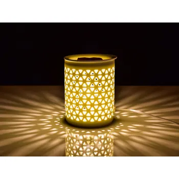 Aroma lampa LUMIVIA Elektrická keramická aromalampa s krajkovým dekorem matná bílá