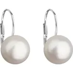 Stříbrné náušnice visací s bílou říční perlou 21045.1
