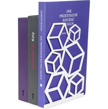 Zarážka na knihu 3D zarážka na knihy v kostce, kov, bílá