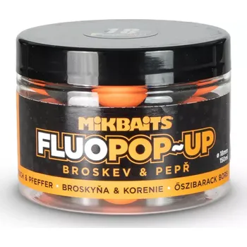 Boilies MIKBAITS Plovoucí fluo boilie 150ml - Broskev Pepř 18mm