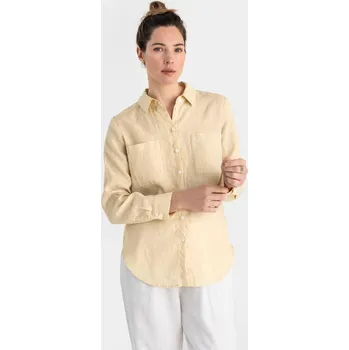 Dámská halenka Magic Linen Lněná košile s dlouhým rukávem CALPE v krémové barvě Velikost: L