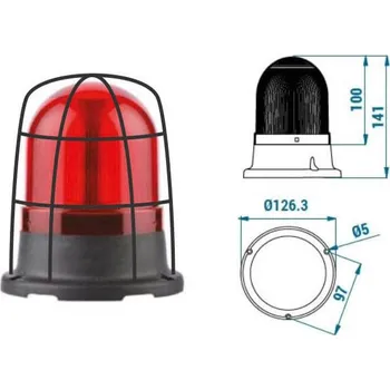Maják LED maják 100 mm s ochrannou klecí TERMSB06-P
