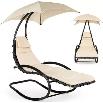 Zahradní lehátko GOODHOME se slunečníkem Cole
