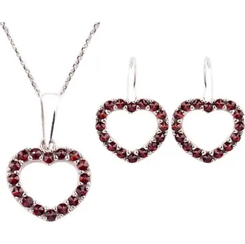 Souprava šperků granát souprava Set 227 (Set 227) povrchová úprava: rhodiované