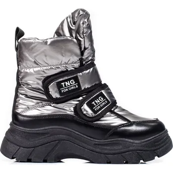 Dívčí sněhule Teplé stříbrné dámské sněhule 22-16062PEW Velikost: 37