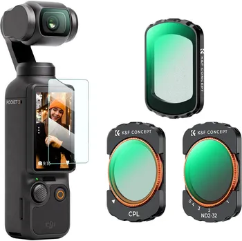 K&F 3pcs Filter Kit(CPL+Black mist 1/4+ND2-32) high-definition lens, anti-reflective green coating o