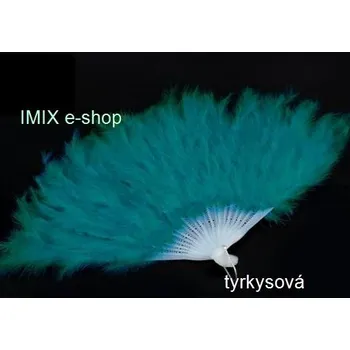 Karnevalový doplněk Vějíře peříčkové Tyrkysová