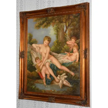 Obraz Zámecký obraz - Dáma s amorky - olej na plátně