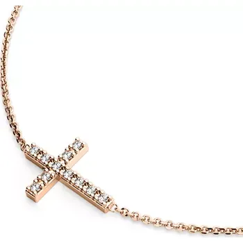 Náhrdelník Dámský náhrdelník žluté zlato 585/1000 přírodní diamant 0.060 ct G/SI křížem 140018-NH01-CV-DIA délka 40 cm