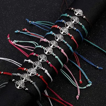 Ozdoba do vlasů Náramek z provázku Strom života Světle růžová