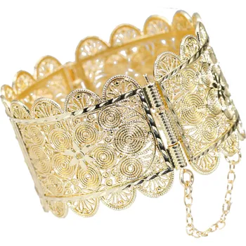 Náramek Ozdobný filigránový náramek s orientálními reliéfy - Zlatý Zlatá