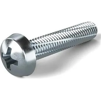 Šroub Šroub metrický M 5 x 10 mm, závitořezný, půlkulatá hlava PH, DIN 7516A, ocel, zinek bílý, (100ks)