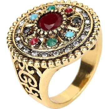 Prsten Orientální prsten Asira drobný kruh s barevnými kameny 9
