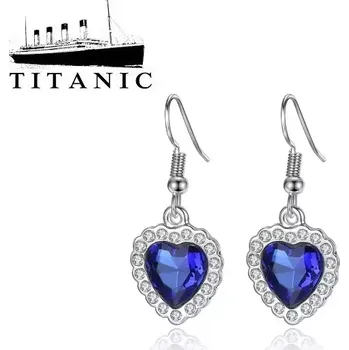 Seriál visací náušnice Titanic Srdce oceánu tmavomodré