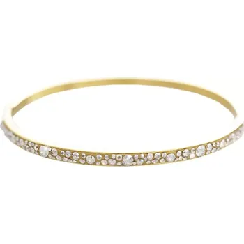 Náramek Pozlacený ocelový náramek rovný s krystaly Swarovski Elements Golden Shadow