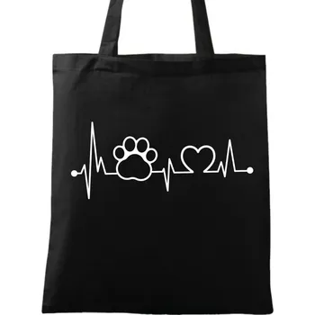 Bavlněná taška Kardiogram a Tlapka (Barva: Černá)