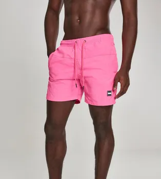 Pánské plavky Urban Classics Block Swim Shorts Neon Pink