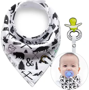 Šátek bryndáček podbradník s věšákem na dudlík lesní zvířata