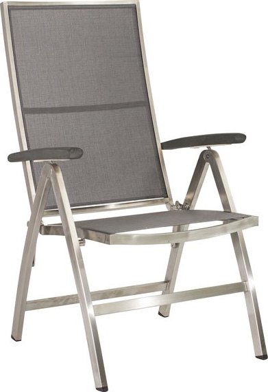 Stern Nerezové polohovací jídelní křeslo Cardiff, Stern, 60,5x69x110 cm, rám nerez, výplet textilen stříbrnočerný (silver grey), Područky šedočerné (anthracite)