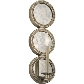 Lampička KICHLER Nástěnné světlo Rosalie anticky strukturované sklo zlatá, bílá 1 x 60 W - Doprava zdarma