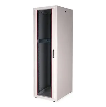 Racková skříň ROLINE 19" síťový rozvaděč 42U, stojanový, Basic, š. 600, h. 800, skleněné dveře, šedý - 26.21.0043