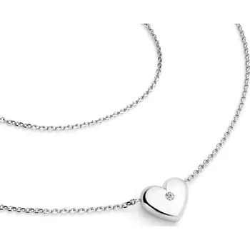 Náhrdelník Dámský náhrdelník bílé zlato 585/1000 přírodní diamant 0.012 ct G/SI srdce 140019-NH01-B-DIA délka 42 cm