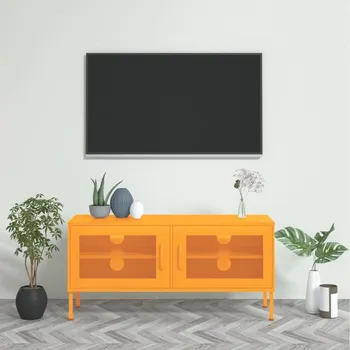 Televizní stolek vidaXL TV skříňka 105 x 35 x 50 cm ocel [336238] Barva: horčicově žlutá