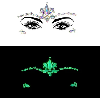 Karnevalový doplněk Nalepovací kameny na tělo a obličej - Svítící ve tmě č.6