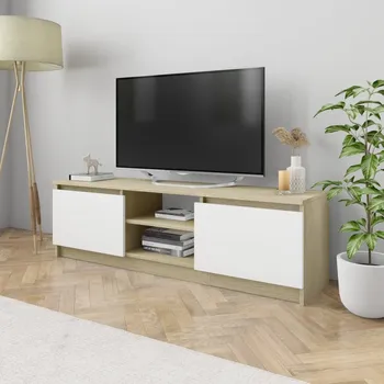 Obývací pokoj vidaXL TV stolek bílý a dub sonoma 120 x 30 x 35,5 cm dřevotříska
