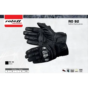 Moto rukavice ROLEFF PROMOTION TEXTILNÍ LETNÍ RUKAVICE MODEL RO92 BARVA ČERNÁ VELIKOST XXL